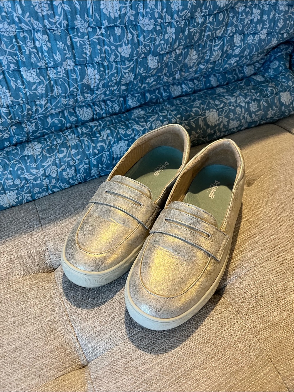 Women’s Metallic Gold Slip-On Penny Loafers